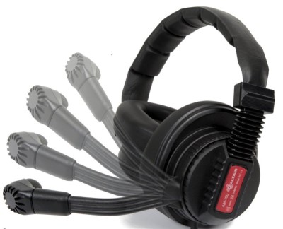 Rotatable mic,-boom with cut-off Double Muff Headset